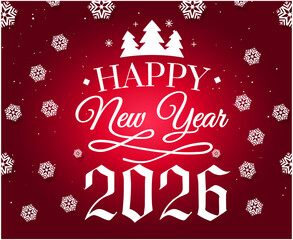 Happy New Year 2026 Holiday Abstract Red And White Color Design Symbol Vector Illustration