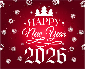 Happy New Year 2026 Holiday Abstract Red And White Color Design Symbol Vector Illustration