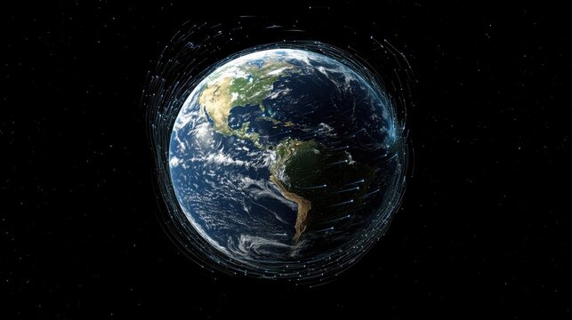 3D rotating Earth with futuristic AI connections - Powered by Adobe