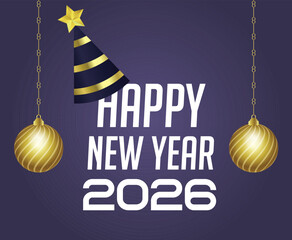 Happy New Year 2026 Holiday Abstract Gold Blue Color Design Symbol Vector Illustration