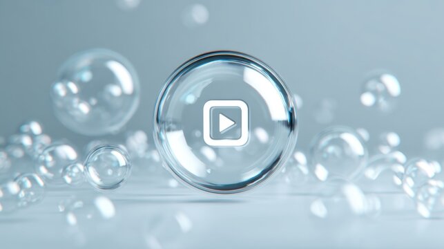 Abstract floating bubbles with play icon for media concept design,Silent Record Week