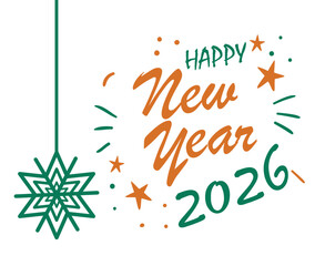 Fototapeta premium Happy New Year 2026 Holiday Green And Orange Color Design Abstract Vector Illustration