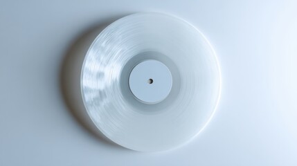 Minimalist aesthetic of white vinyl record on light background for music design,Silent Record Week