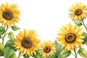 Elegant watercolor sunflowers arrangement for greeting cards and stationary backgrounds design