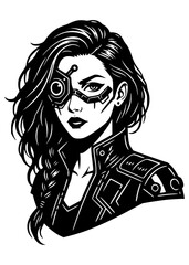 Futuristic Female Cyborg Portrait In Cyberpunk Aesthetic 