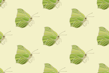 Vector seamless pattern with retro butterflies. Summer insect background. Основные RGB
