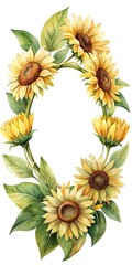 Watercolor Sunflower Wreath Illustration for a Festive Floral Invitation Design
