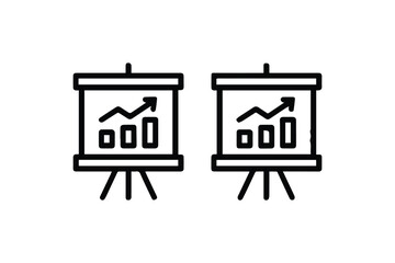 growth presentation board icon showing bar graph and trend