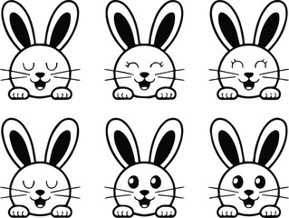rabbit mascot avatar pack six emotion clipart vector