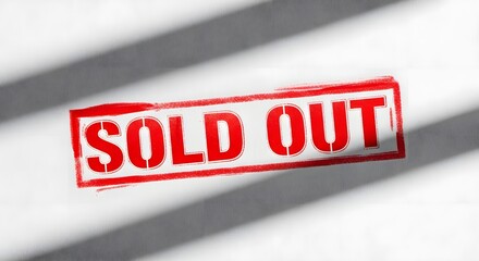 Bold sold out sign with red grunge texture on white background for retail and marketing design