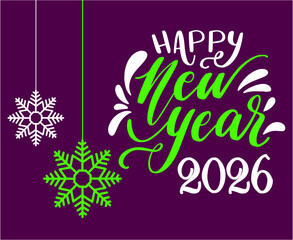 Happy New Year 2026 Holiday Purple And Green Color Design Abstract Vector Illustration