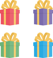 Gift boxes, gift wrapping set, gift box icon isolated on white background. Vector, designer illustration, web banner.