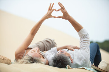 portrait of senior couple on the beach