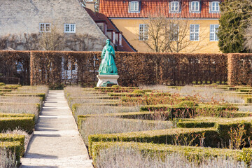 Statue of queen Caroline Amalie in the Rosenborg castle garden in Copenhagen, Denmark