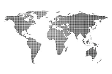 Fototapeta premium trending Halftone world map with dot pattern, dotted globe . Vector iluustration , tranparent background 