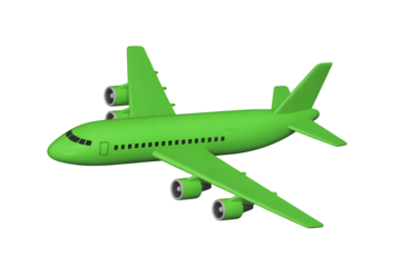 Bright Green Toy Cargo Plane Ready for Takeoff on Transparent Background.