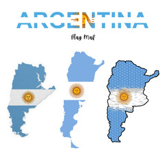 Argentina flag map collage showcasing diverse representations of the nation's geography and flag. 89