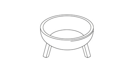 Line Art Illustration of a Fire Pit with Three Legs.