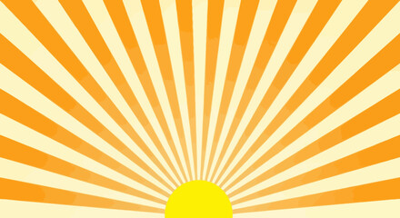 Radiant sunburst pattern with yellow and orange rays emanating from a central point.