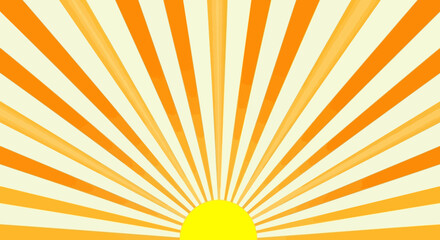 Radiant Sunburst Pattern with Yellow Sun and Orange Rays.