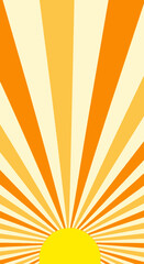 Retro Sunburst Design with Yellow Sun and Orange Rays.