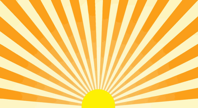 Radiant sunburst pattern with yellow and orange rays emanating from a central point.