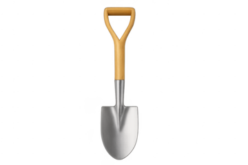 Shovel tool with wooden handle and metal blade