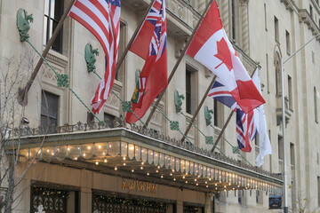 Fototapeta premium main entrance of Fairmont Royal York located at 100 Front St W, Toronto