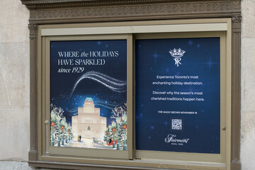 Fototapeta premium display windows at Fairmont Royal York hotel located on Front St W, Toronto