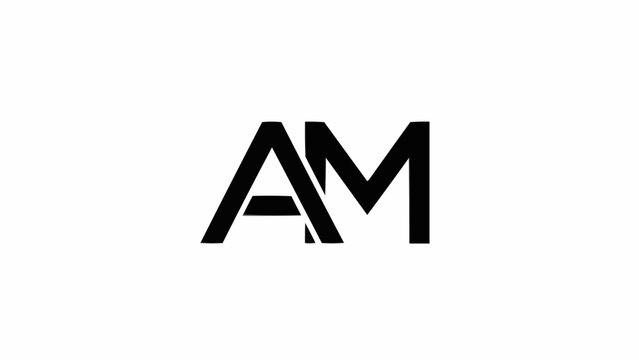 Illustration of a bold black am monogram logo design on a white background in a modern style format