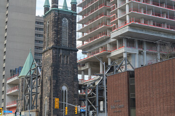 Fototapeta premium Cielo Residences, condo development by Collecdev-Markee, incorporating former Bloor St United Church, 300 Bloor St W, Toronto