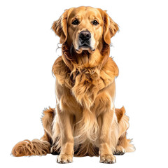 Majestic Golden Retriever Dog Portrait Against Black Background