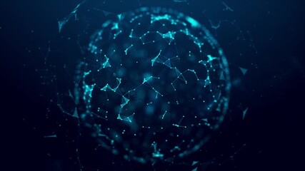 Blue Digital Data Sphere Animation - Futuristic Network Connections and Technology Plexus Background - Powered by Adobe