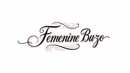 Feminine buzo logo design with elegant swirls and calligraphy font on a white background design element