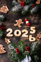 Festive New Year's cookies in the shape of 2026