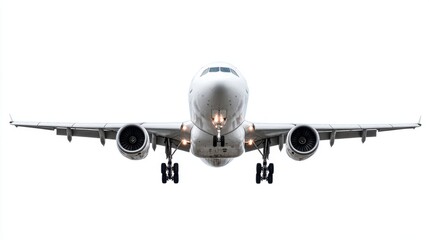 An airplane approaches an airport for landing with its landing gear extended and wings positioned for touchdown. The scene captures a moment of air travel excitement in a cloudy sky.