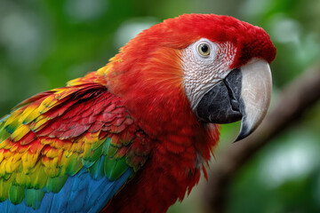 Fototapeta premium Close Up of Colorful Scarlet Macaw Parrot