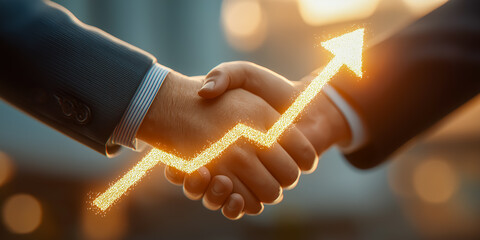 経営パートナーシップと上昇する数値イメージ