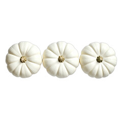 Obraz premium Three White Pattypan Squashes Arranged Horizontally on Black Background