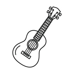 Naklejka premium Ukulele musical instrument line art simple outline icon vector illustration isolated on white background