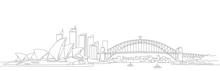 Simple continuous drawing of Sydney city.