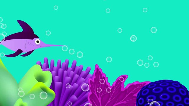 Starfish in coral reef illustration