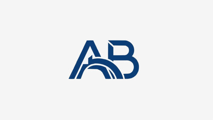 Illustration of a stylized blue ab logo with a bridge like structure connecting the letters