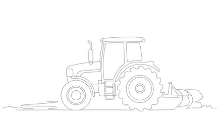 tractor agriculture soil land business industry one line art design vector