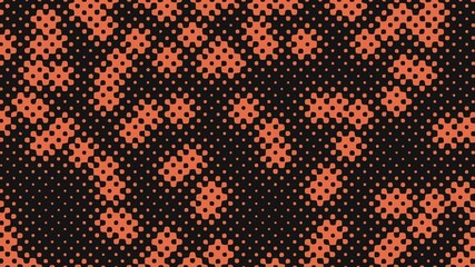 A symmetric pattern of woven black and orange squares, creating a textured effect through repetition. Each side mirrors the other with an equal number of squares