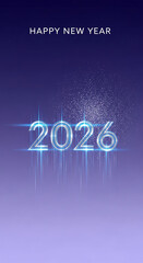Image displays "Happy New Year 2026" in blue, shining numbers against a gradient background, representing celebration and future prospects