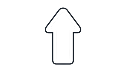 White outline arrow pointing up isolated isolated on transparent background