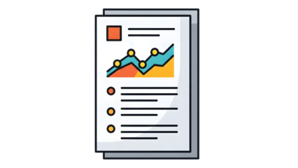 Business data report with analytical growth isolated on transparent background