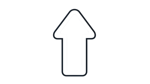 White outline arrow pointing up isolated isolated on transparent background