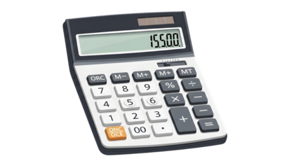 Digital calculator for business accounting isolated on transparent background